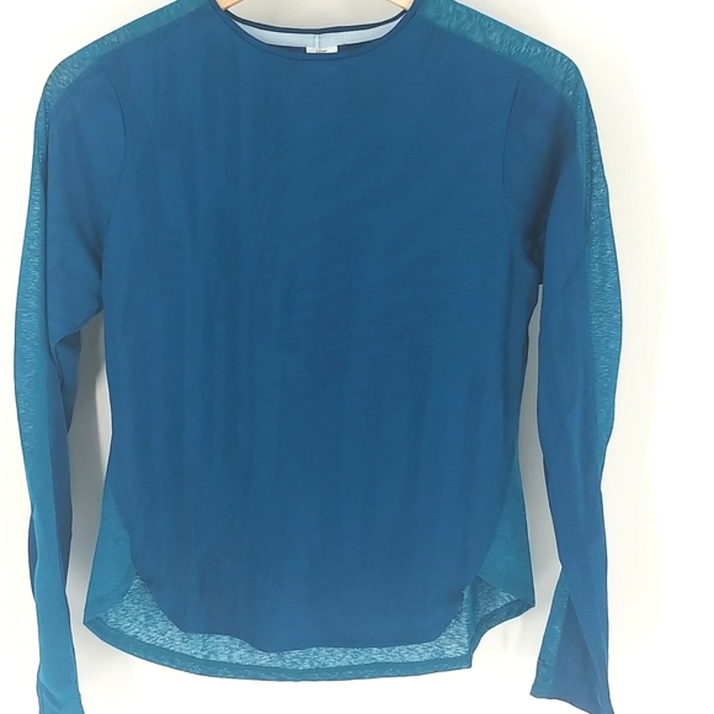 Brooks Deep Sea Jacquered Long Sleeve Athletic Top Size XS
